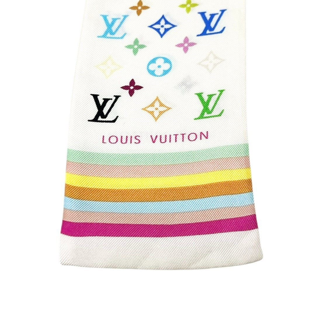 LOUIS VUITTON Vintage LV Monogram Multicolor Bandeau Scarf Silk Hair Accessory