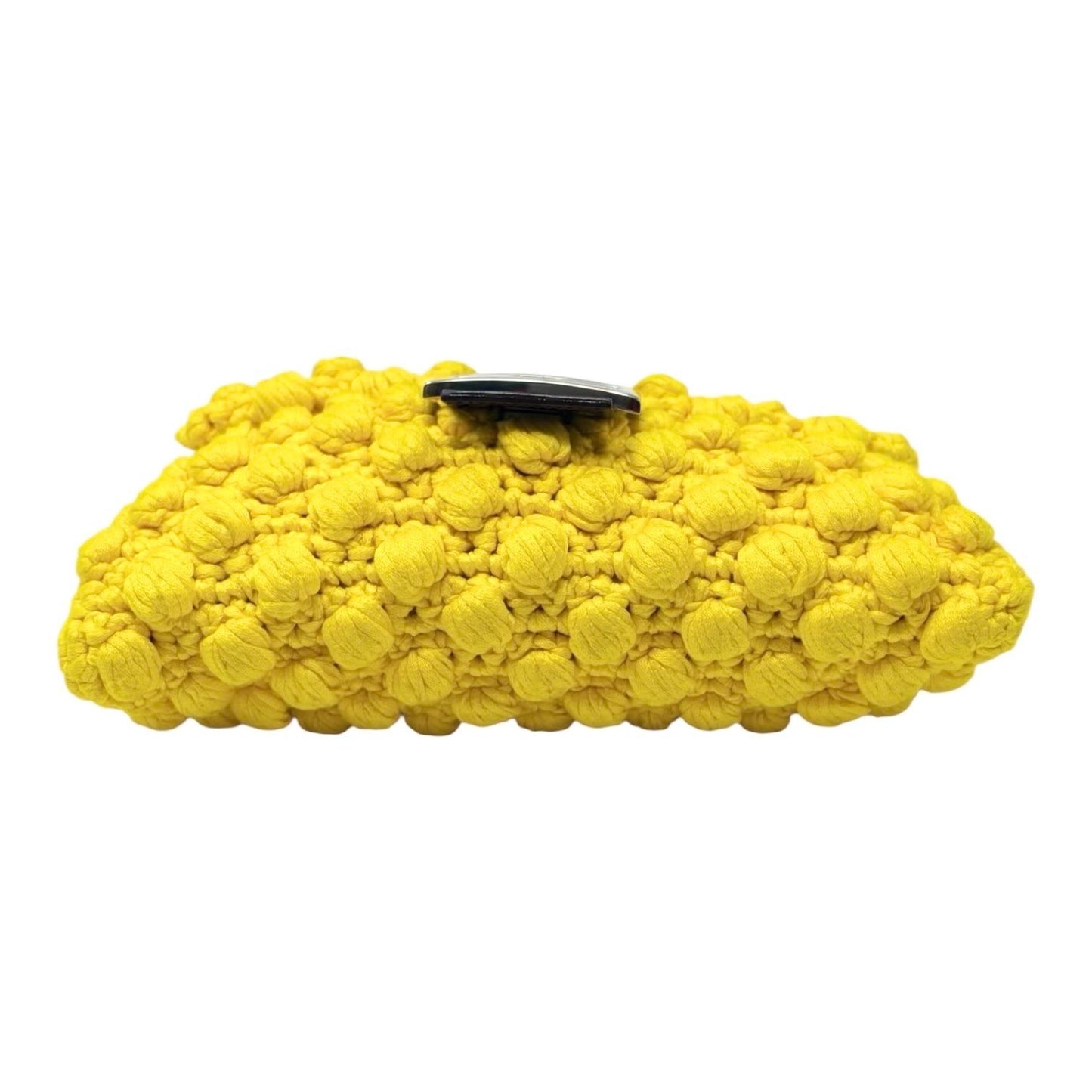 FENDI Vintage Logo Knit Mamma Baguette Shoulder Bag Yellow Brown Wool