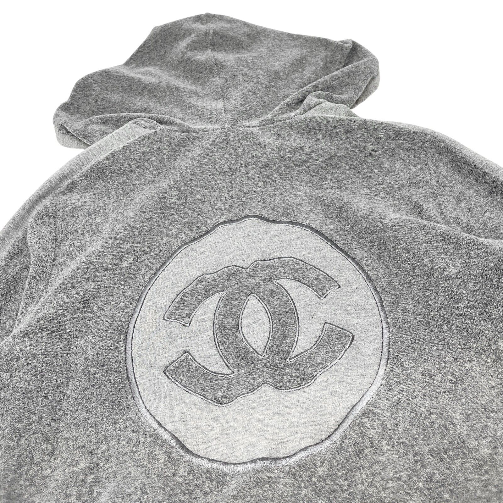 CHANEL Sport Vintage 09C CC Logo Zipped Hoodie #40 Jacket Terry Cloth Gray