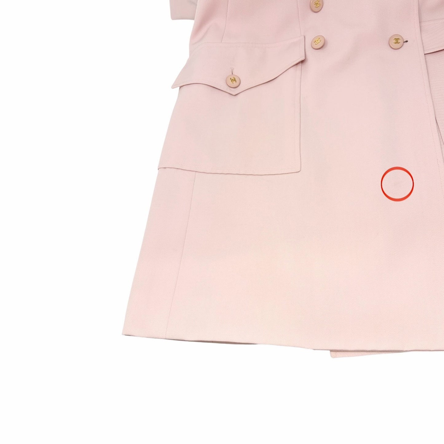 CHANEL Vintage 97P CC Logo Button Blazer Long Coat Jacket #40 Pink Wool