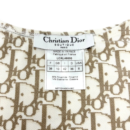 Christian Dior Vintage Logo Trotter Monogram Sleeveless Dress #38 Beige 902287