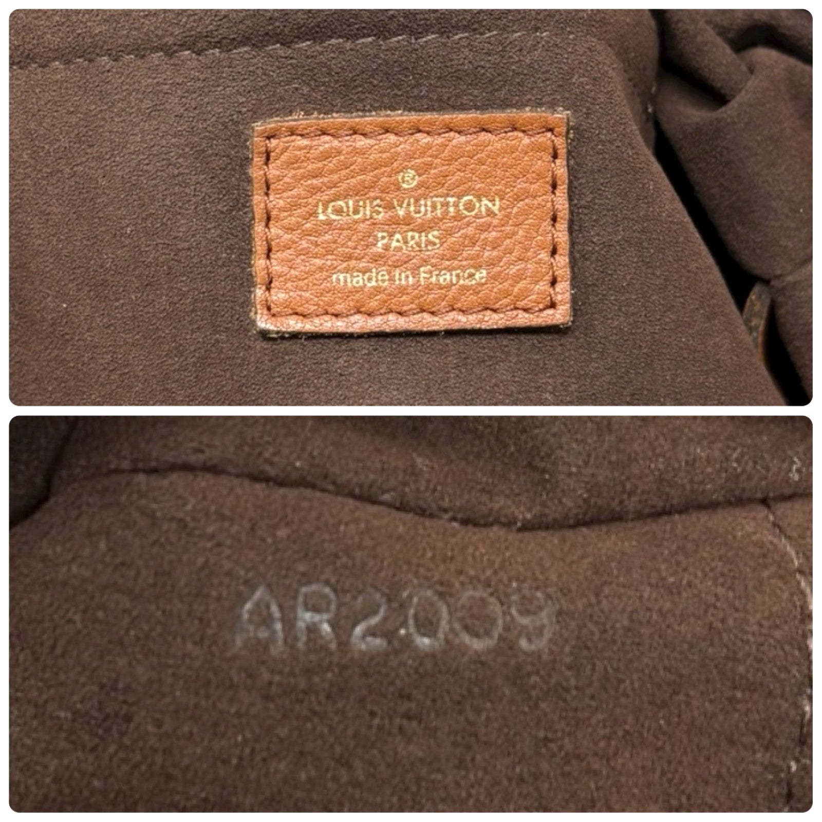 LOUIS VUITTON Vintage LV Monogram Mahina Crossbody Bag Brown Gold Leather