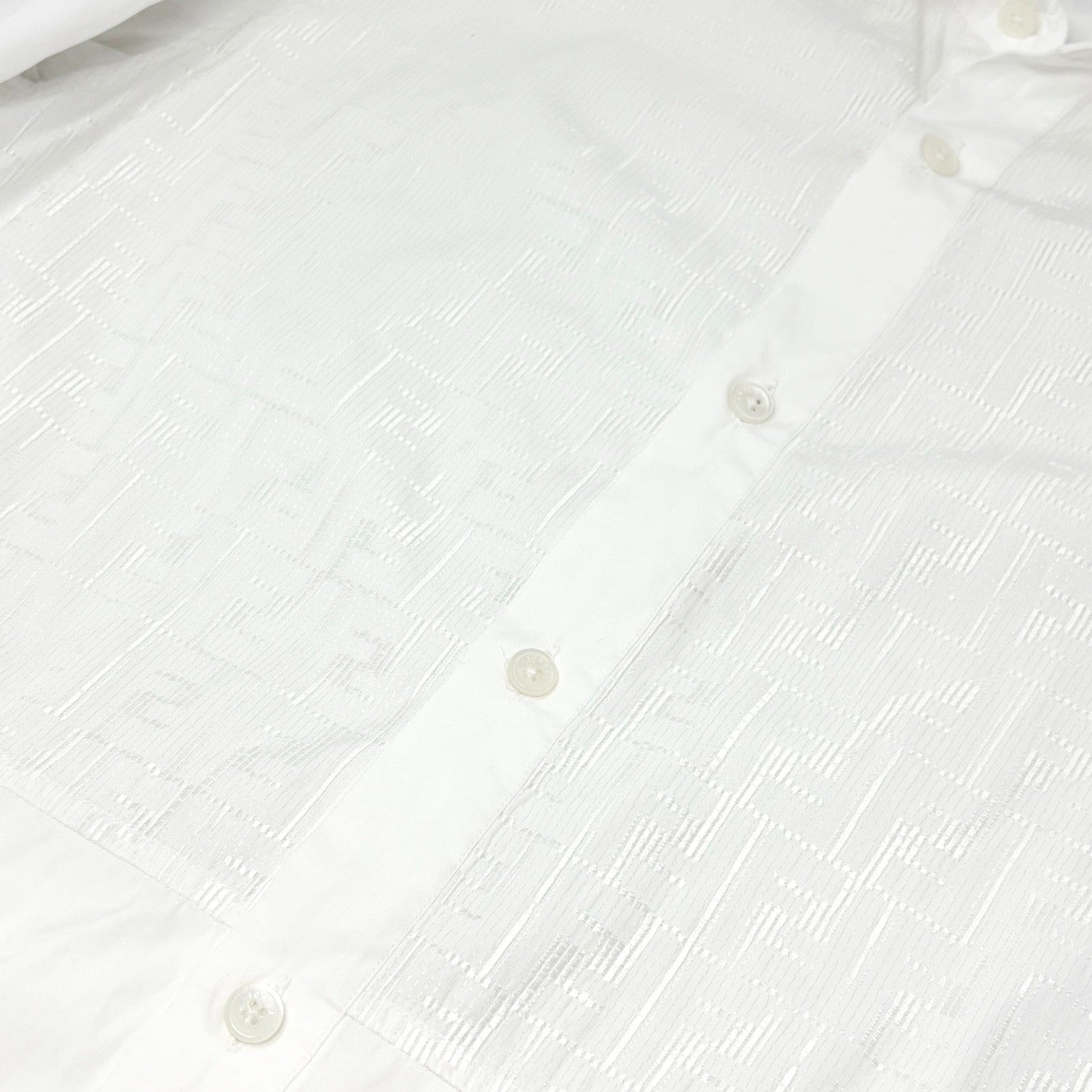FENDI Vintage Zucca Monogram Long Sleeve Shirt #39 Button White Cotton