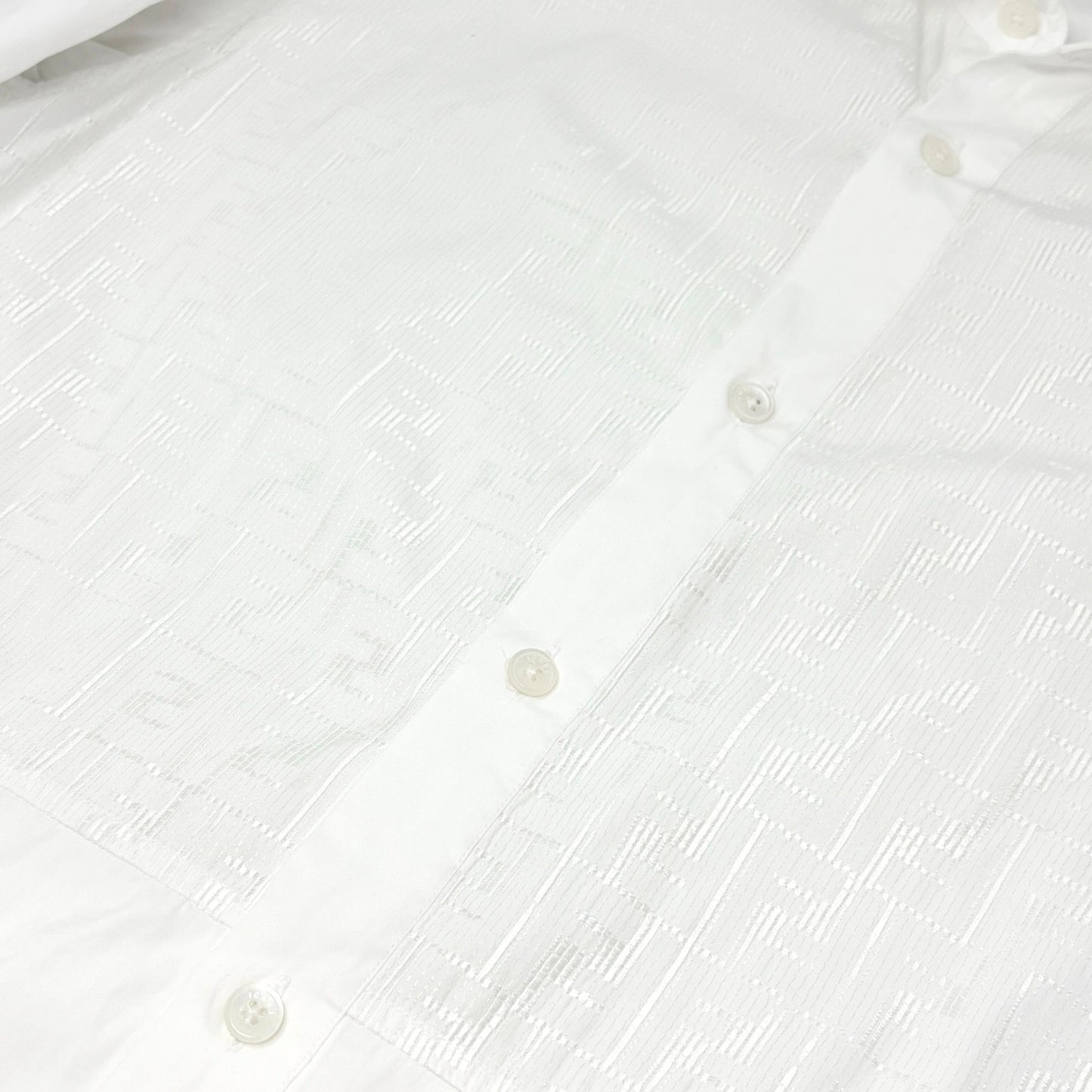 FENDI Vintage Zucca Monogram Long Sleeve Shirt #39 Button White Cotton