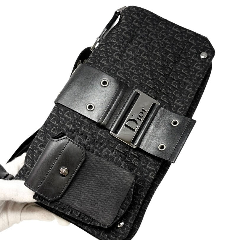 Christian Dior Vintage 2002 Trotter Monogram Street Chic 2way Bag Black Canvas