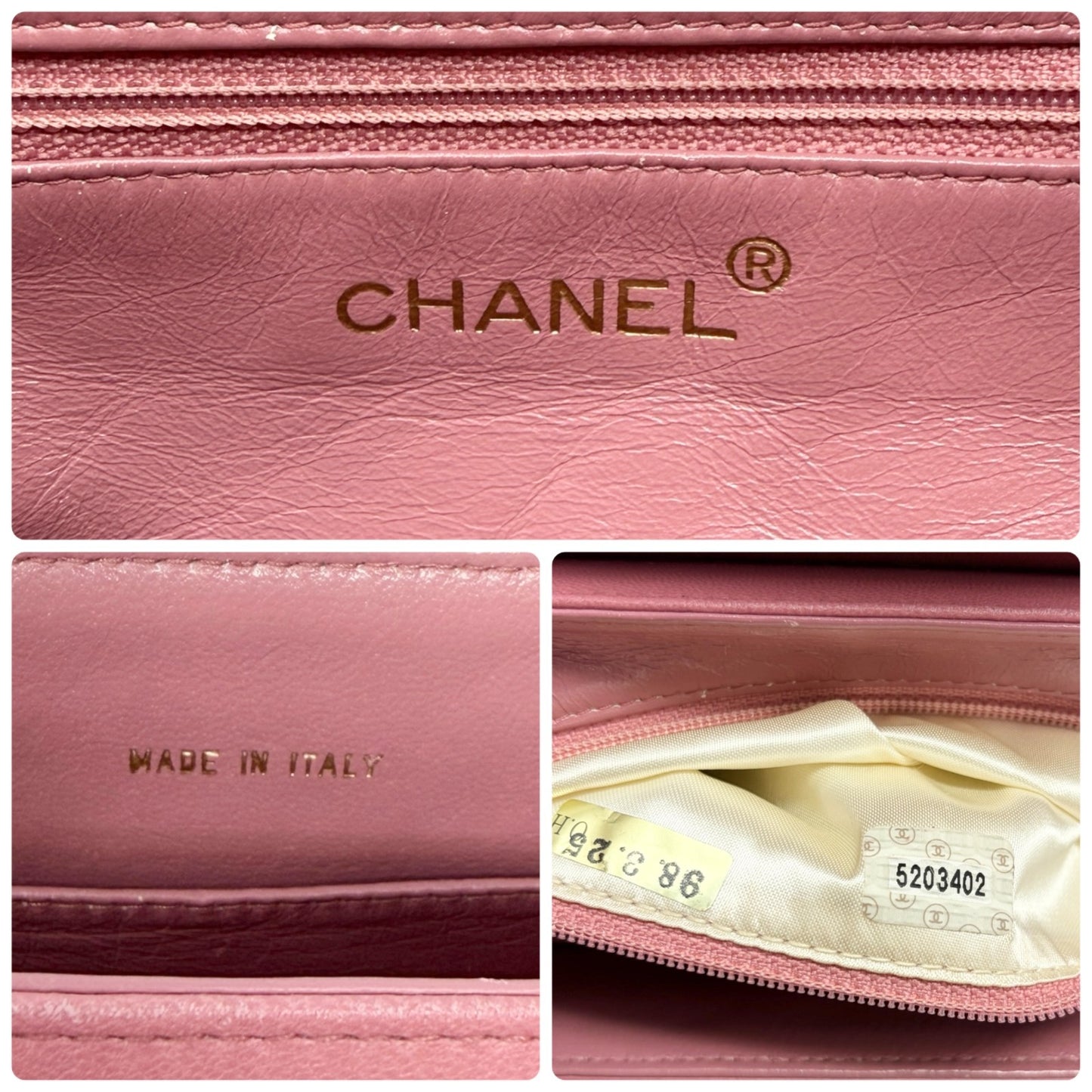 CHANEL Vintage CC Logo Turnlock Top Handle Flap Bag Pink Gold Leather Handbag