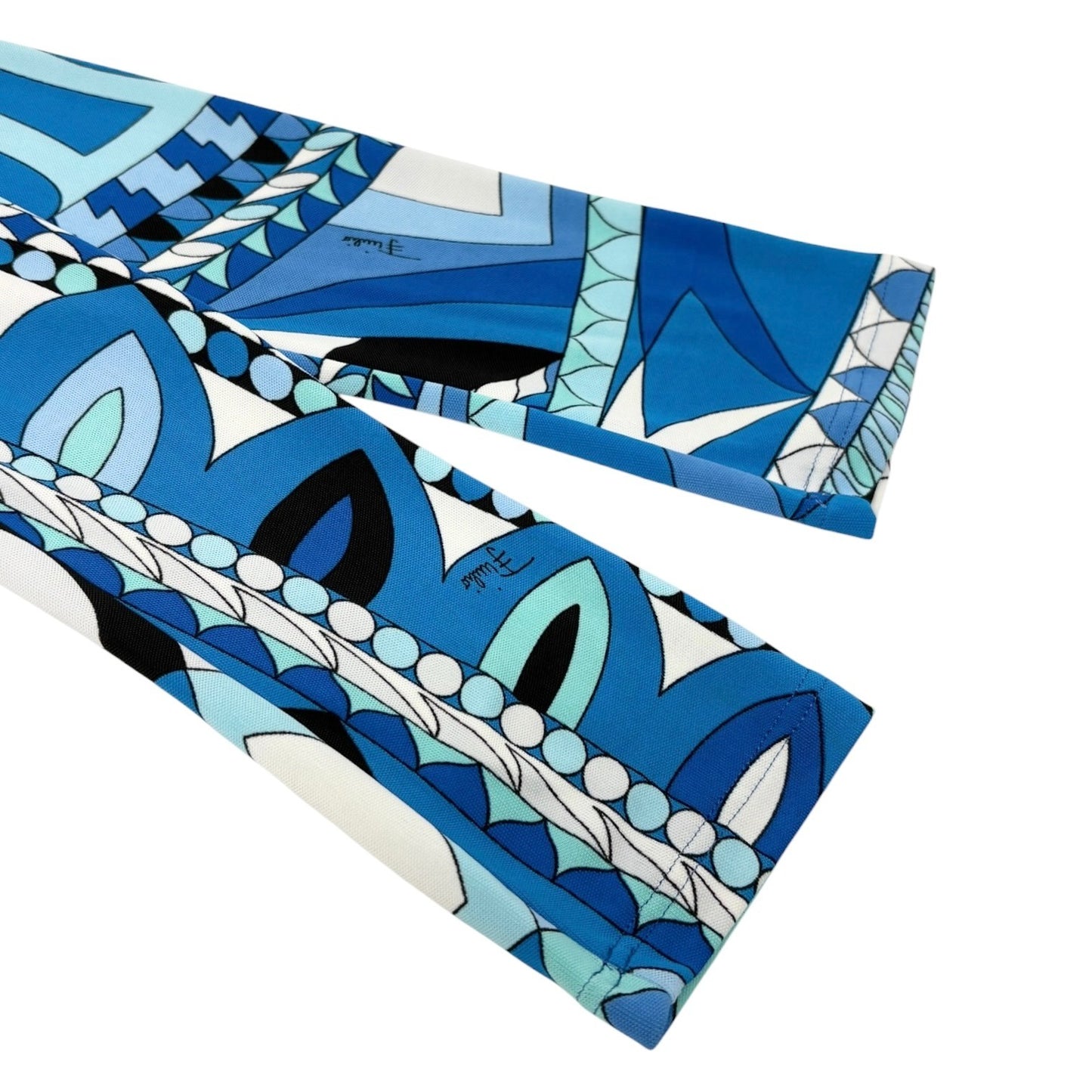 EMILIO PUCCI Vintage Abstract Print Midi Dress #34 Blue Long Sleeve 902420