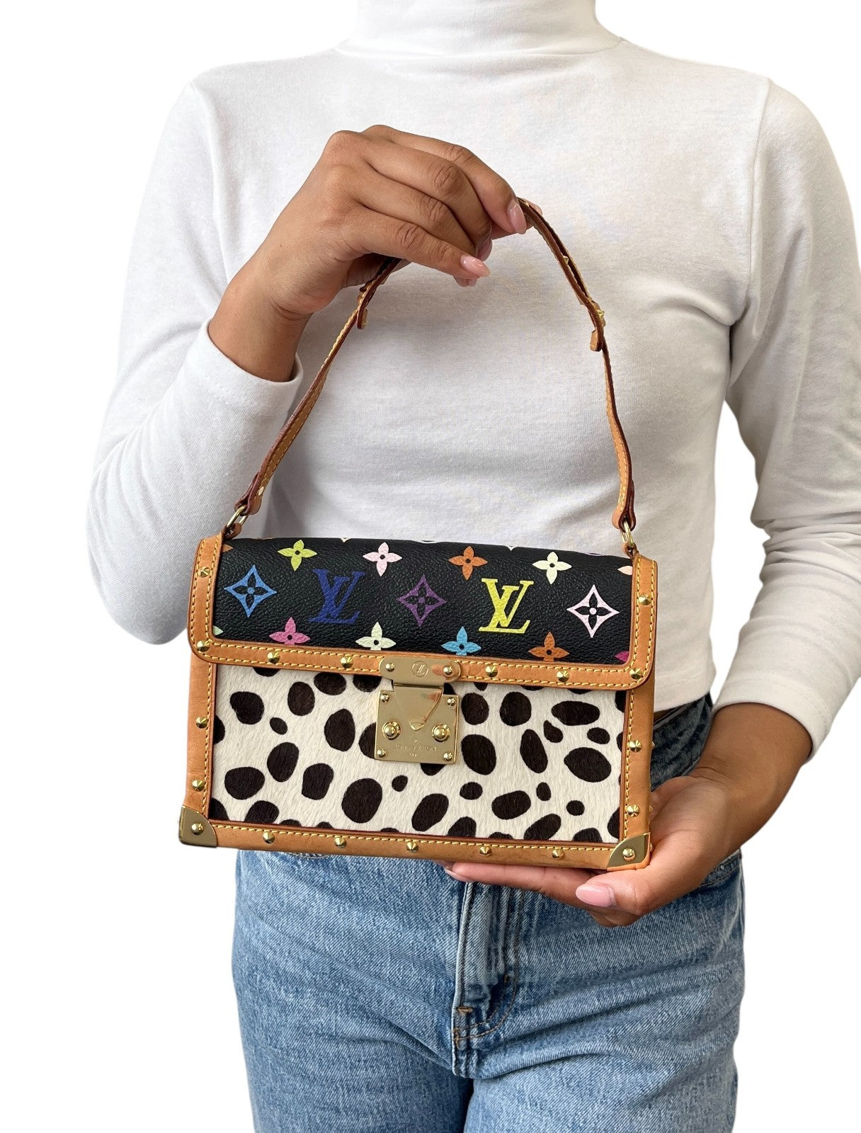 LOUIS VUITTON Vintage Monogram Multicolor Sac Dalmatien Mini Bag Pony Calf Hair