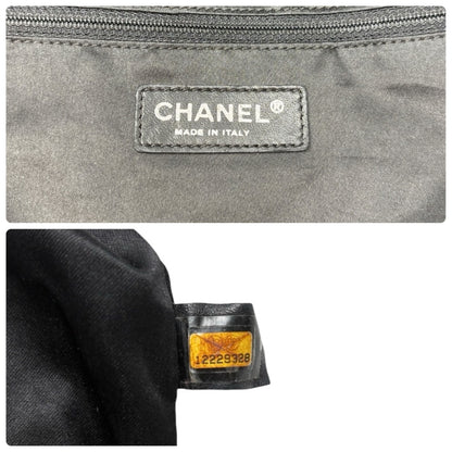 CHANEL Vintage CC Logo Sequins Chain Shoulder Bag Black Silver Leather 902342