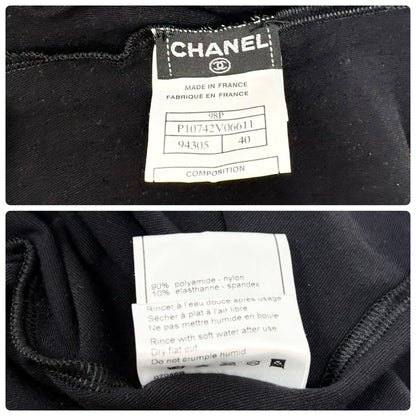 CHANEL Vintage 98P CC Logo Swimwear Swimsuit One-piece #40 Black Nylon 902283