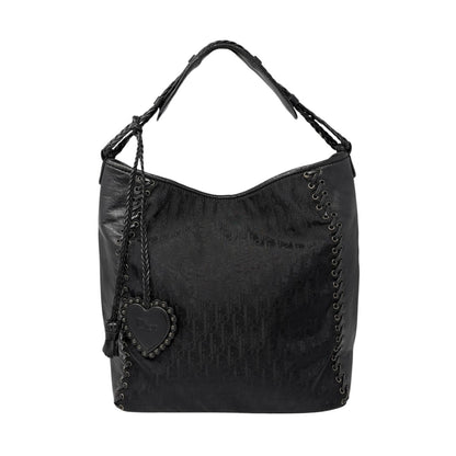 Christian Dior Vintage Trotter Monogram Canvas Ethnic Bag Heart Black 902480