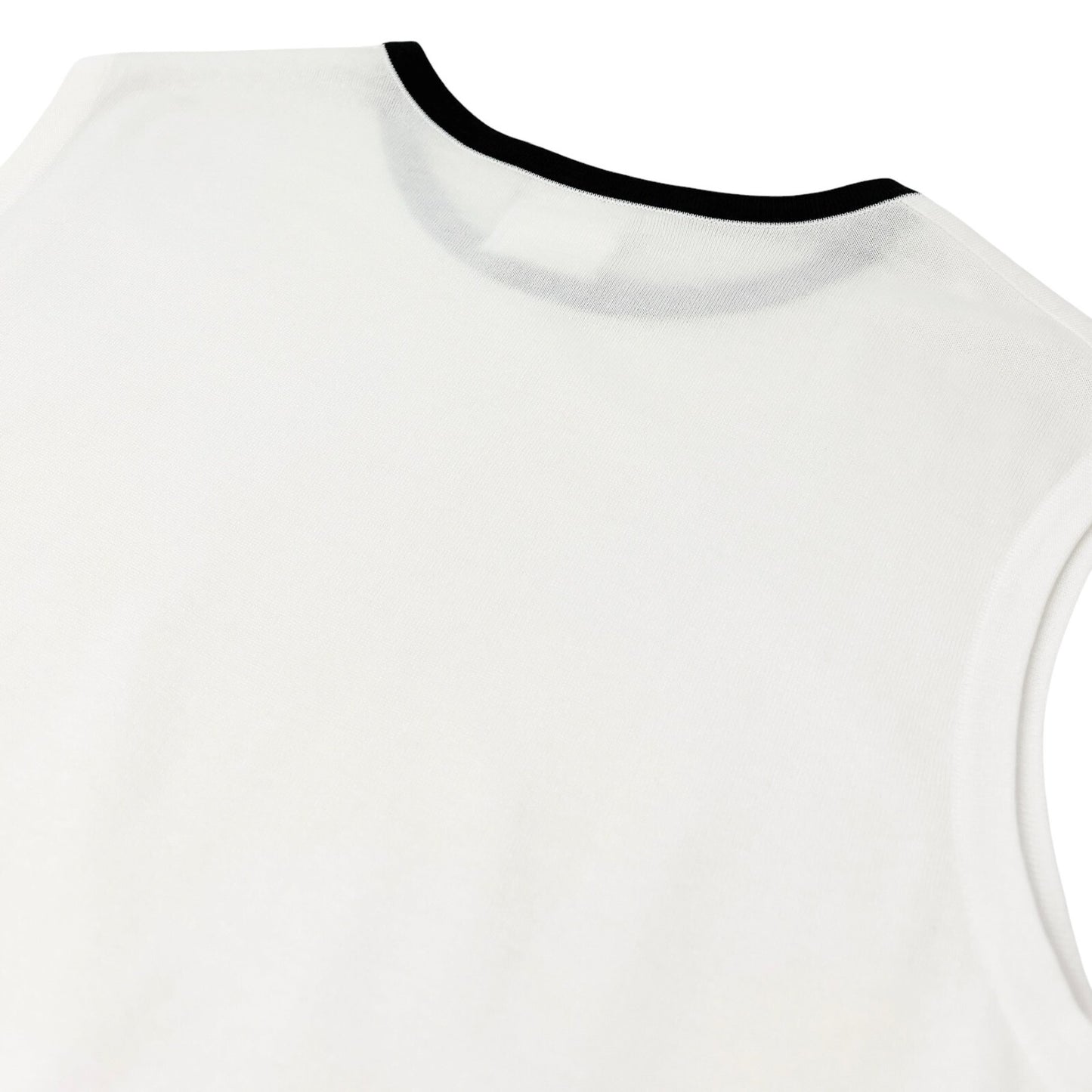 CHANEL Vintage 96P CC Logo Sleeveless Top #42 Summer Knit Tank White Black