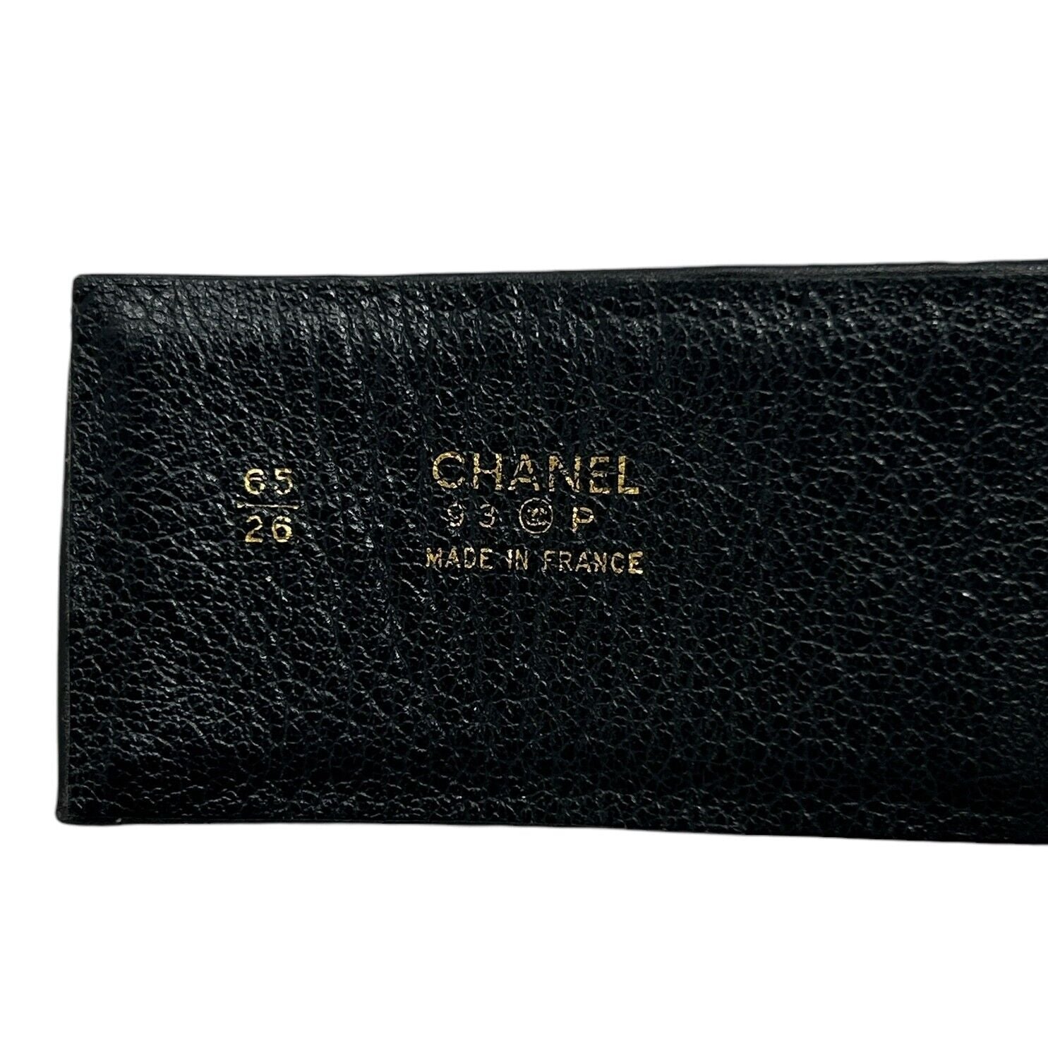 CHANEL Vintage 93P Runway Big CC Logo Belt Dangle Black Gold Leather Rank AB