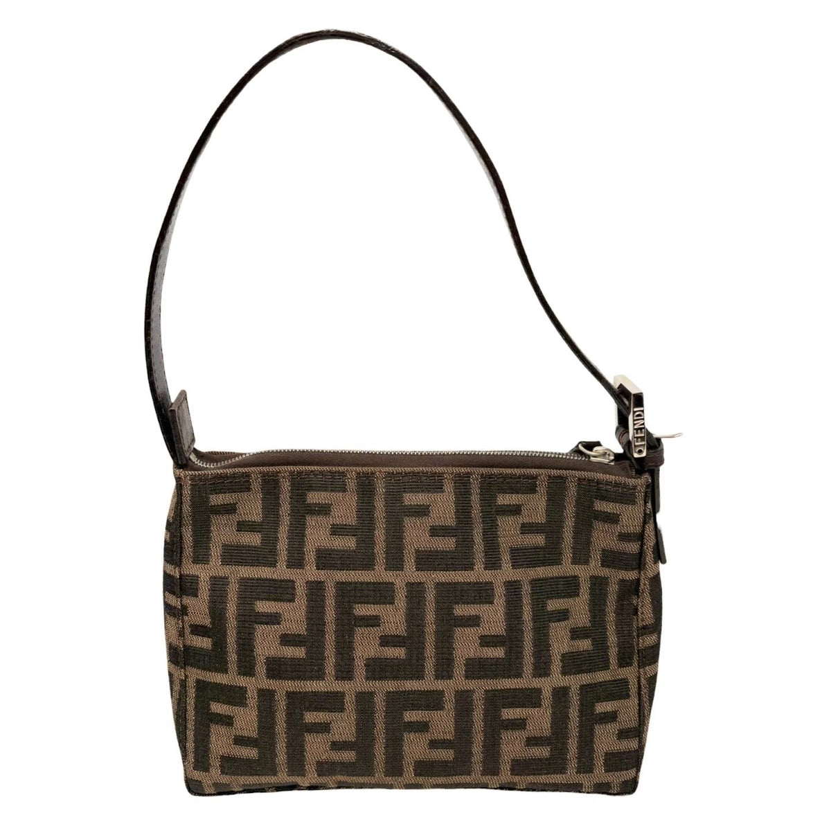 FENDI Vintage FF Logo Zucca Mini Shoulder Bag Beige Brown Pochette 902338