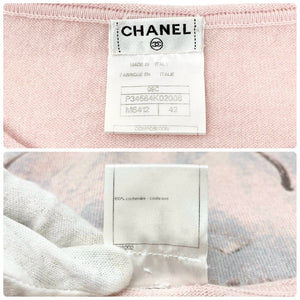 CHANEL Vintage 09C Miami CC Mark Logo Knit Sweater Top #42 Cashmere Pink RankAB