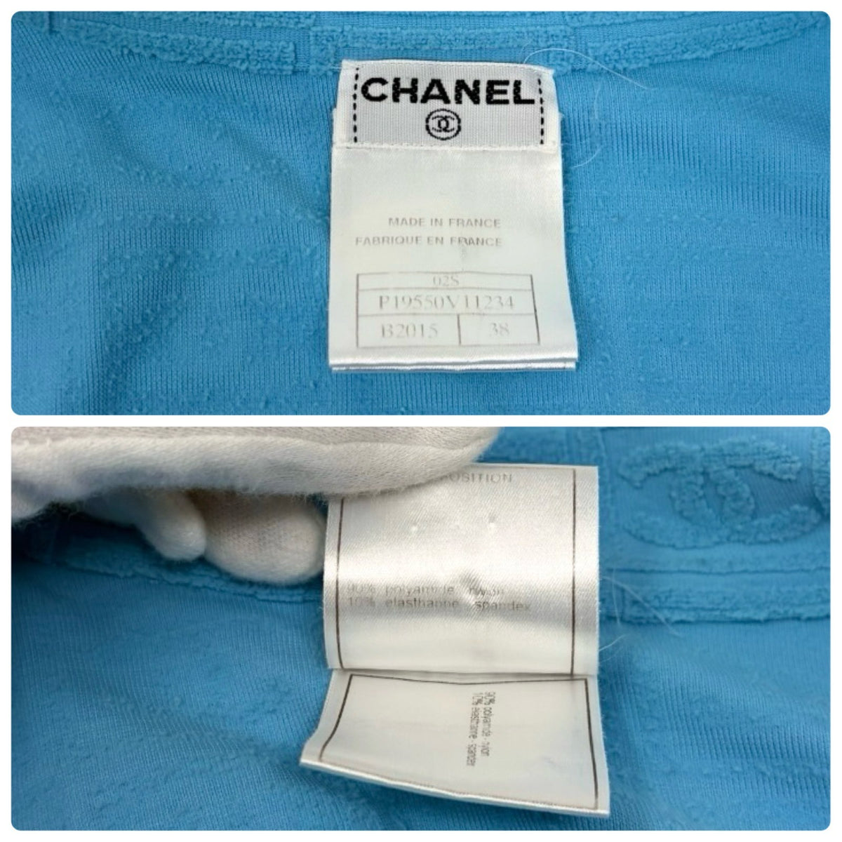 CHANEL Vintage 02S CC Logo Terry Cloth Long Jacket #38 Blue Orange 902835