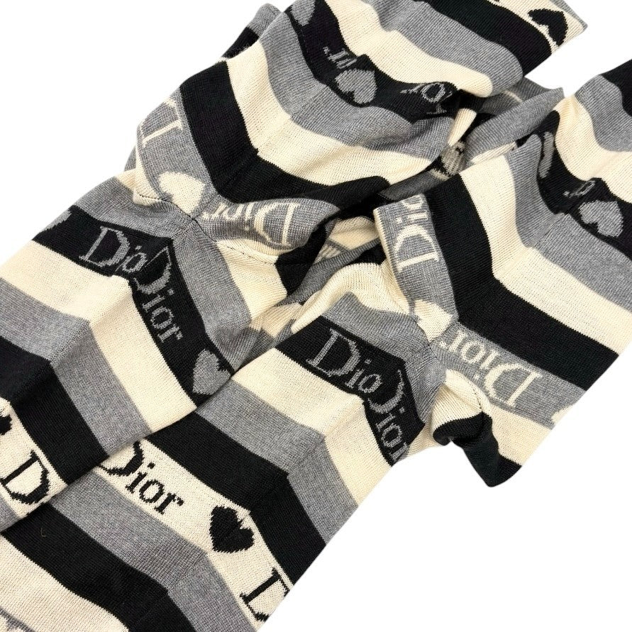 Christian Dior Vintage 2005 Stripe Heart Cardigan Top #40 Gray Ivory 902838