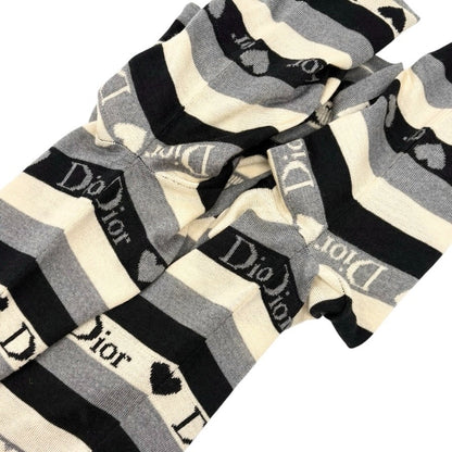 Christian Dior Vintage 2005 Stripe Heart Cardigan Top #40 Gray Ivory 902838