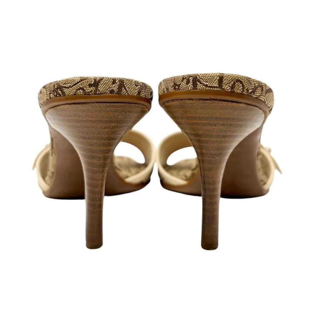Christian Dior Vintage Trotter Monogram Sandals Heels #36.5 Beige Cream 902256