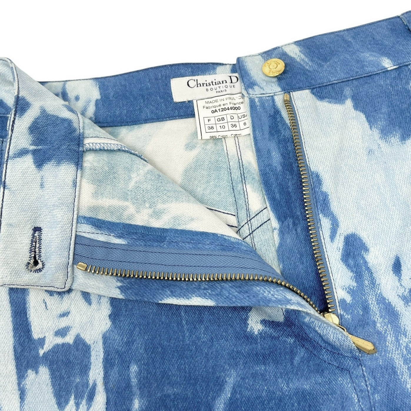 Christian Dior Vintage 2000 John Galliano Tie-Dye Denim Pants #38 Boa Blue