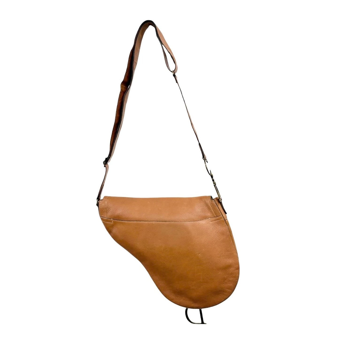 Christian Dior Vintage 2002 Baudrier Saddle Shoulder Bag Camel Leather 901812