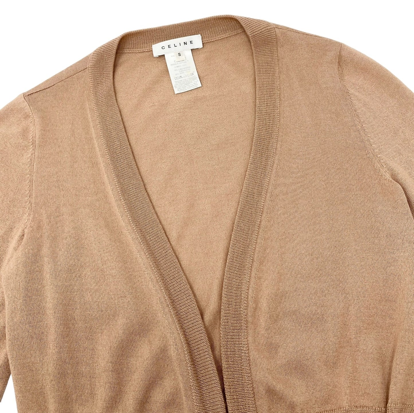CELINE Vintage Macadam Logo Cardigan Sweater Top #S Knit Cashmere Brown RankAB