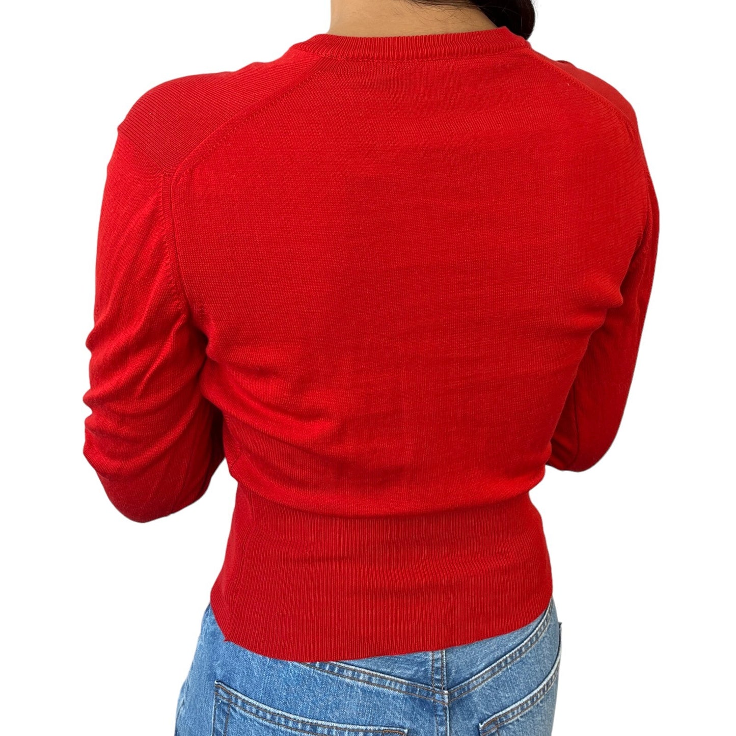 Vivienne Westwood Vintage Orb Logo Cropped Top #M V-neck Red Knit Cotton RankAB