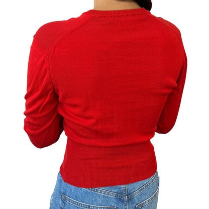 Vivienne Westwood Vintage Orb Logo Cropped Top #M V-neck Red Knit Cotton RankAB