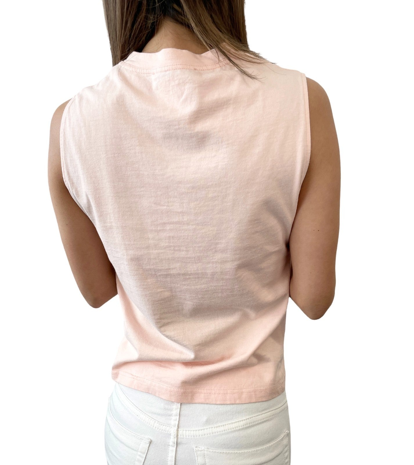 Christian Dior Vintage 2003 Logo Tank Top #38 Denim Print Pink Blue Cotton