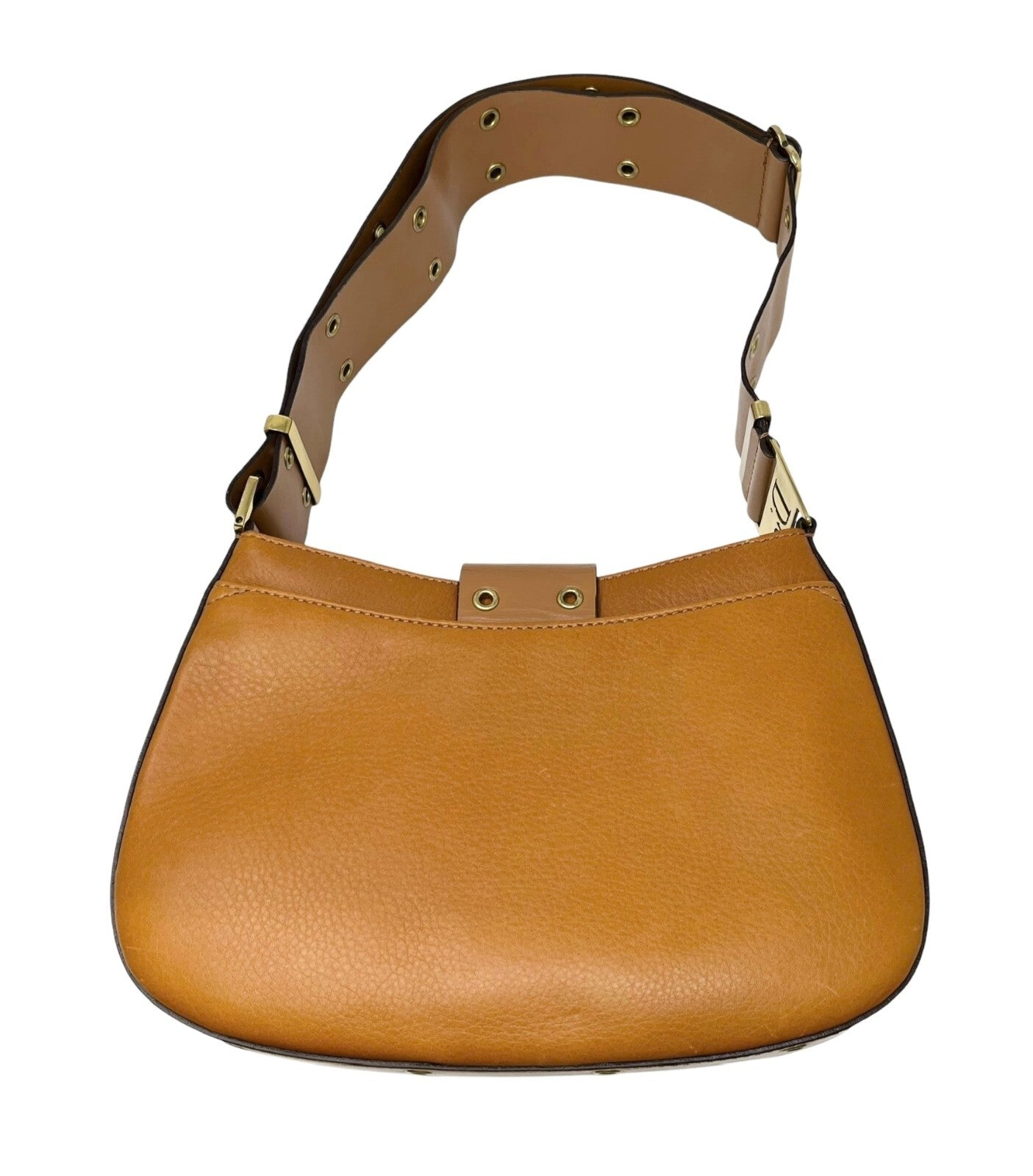 Christian Dior Vintage Logo Street Chic Shoulder Bag Brown Gold Leather