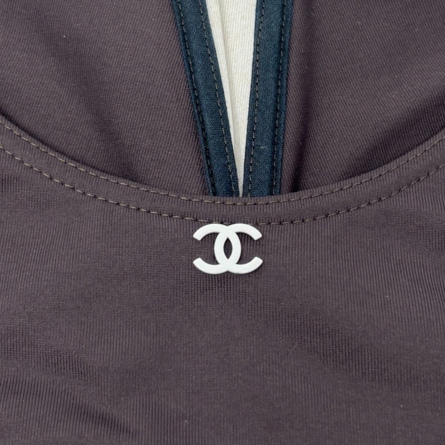 CHANEL Vintage 03C CC Logo Sleeveless Dress One-piece #42 Brown White Nylon