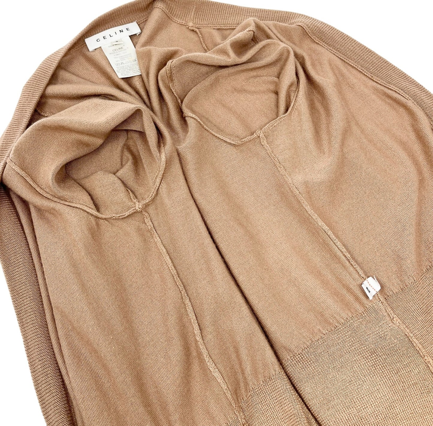 CELINE Vintage Macadam Logo Cardigan Sweater Top #S Knit Cashmere Brown RankAB