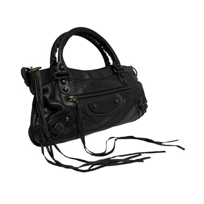 Balenciaga Vintage Classic City Logo 2way Shoulder Leather Bag Black 902461