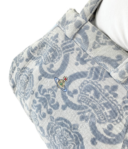 Vivienne Westwood Vintage Orb Logo Terry Cloth Tote Bag Blue Cotton 901821
