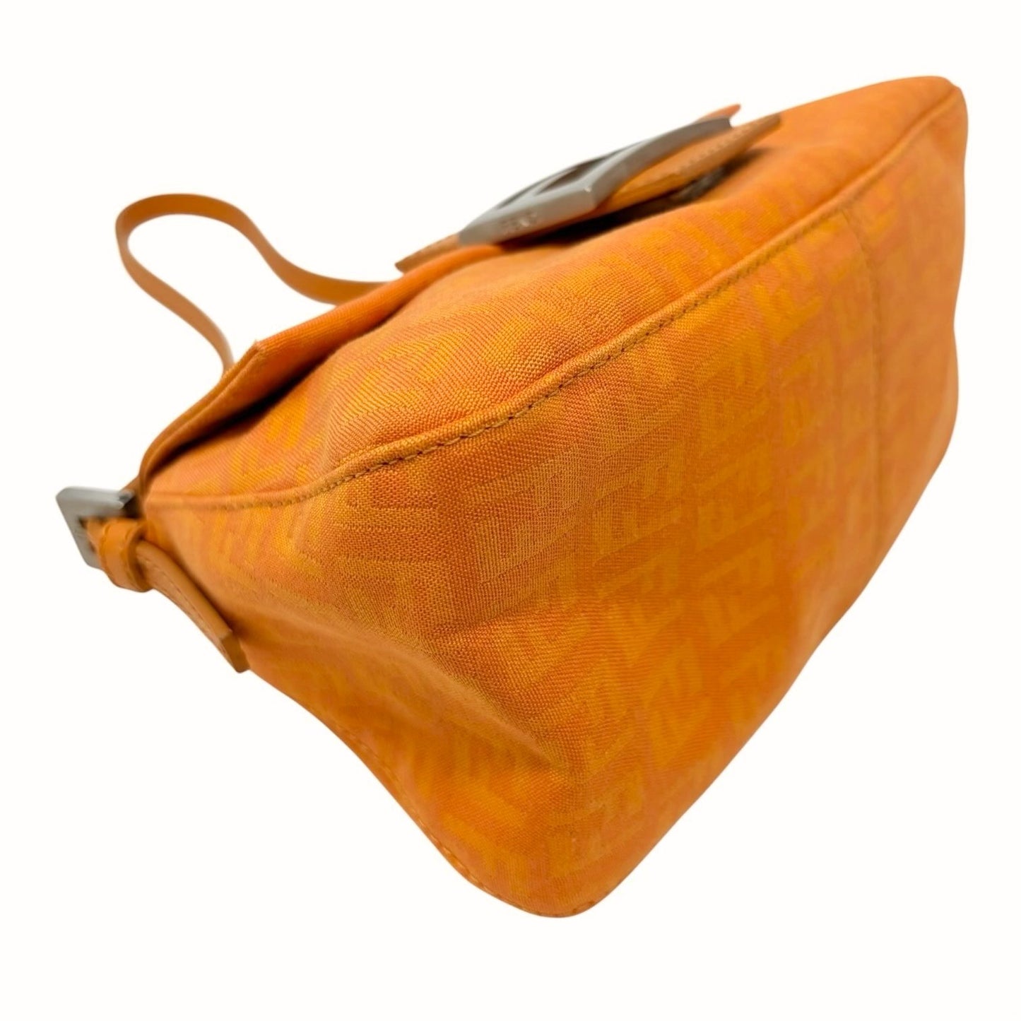FENDI Vintage Logo Zucchino Mamma Baguette Mini Shoulder Bag Orange 902036
