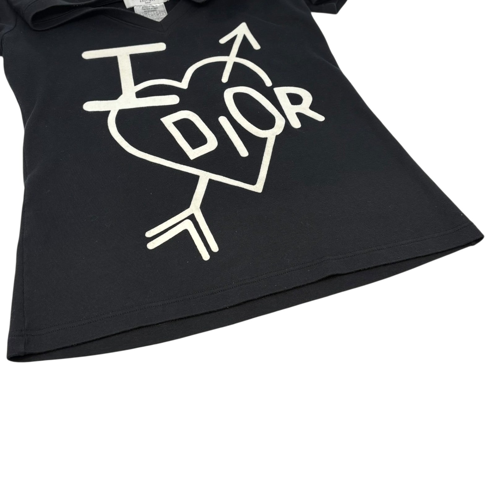 Christian Dior Vintage I Love Heart Big Logo T-shirt #38 Cotton Black White