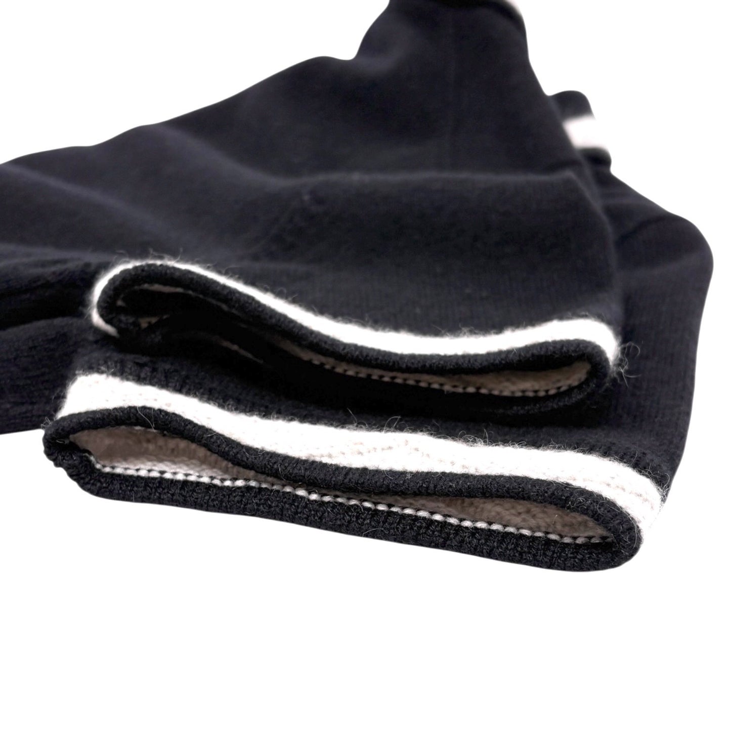 CHANEL Vintage 04A CC Logo Knit Dress One-piece #34 Black Gray Cashmere Button