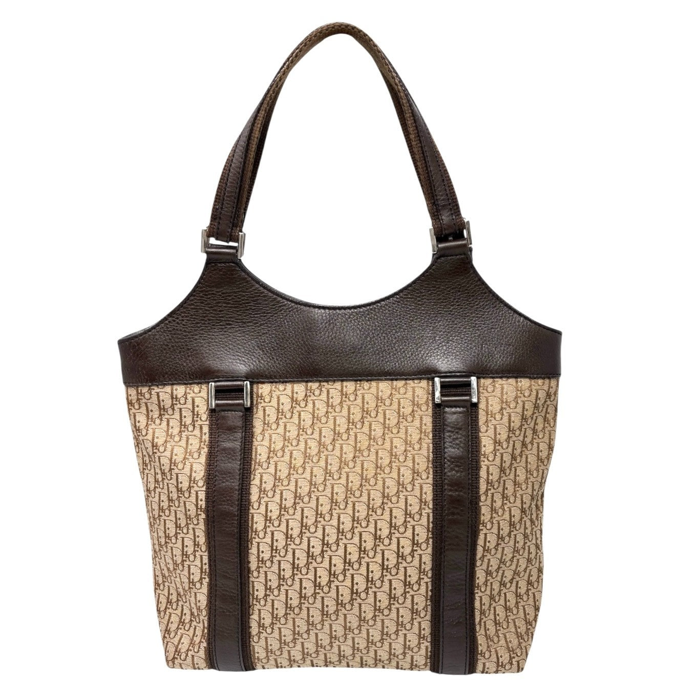 Christian Dior Vintage Trotter Monogram Street Chic Canvas Tote Bag Beige Brown