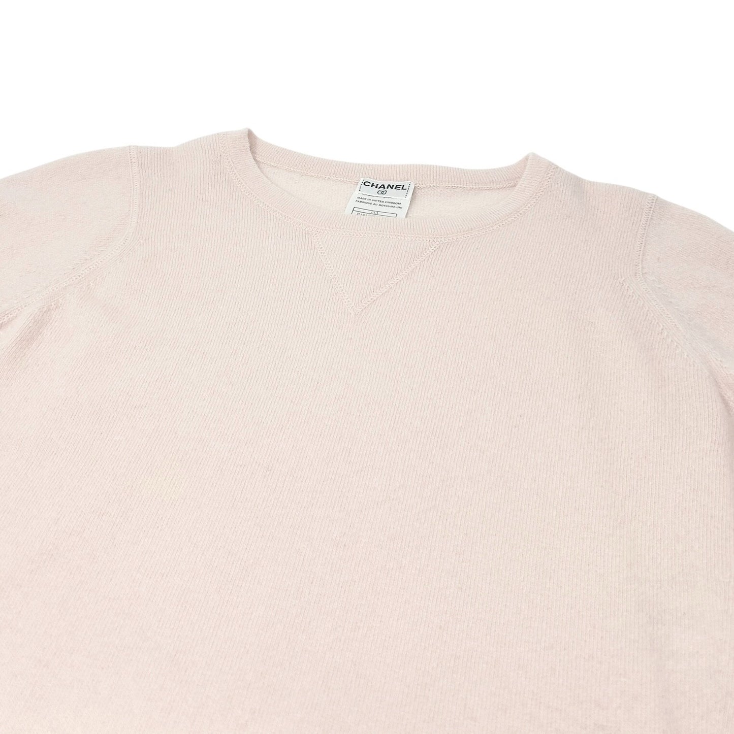 CHANEL Vintage 01A CC Mark Logo Long Sleeve Sweater Top #34 Pink Cashmere Knit