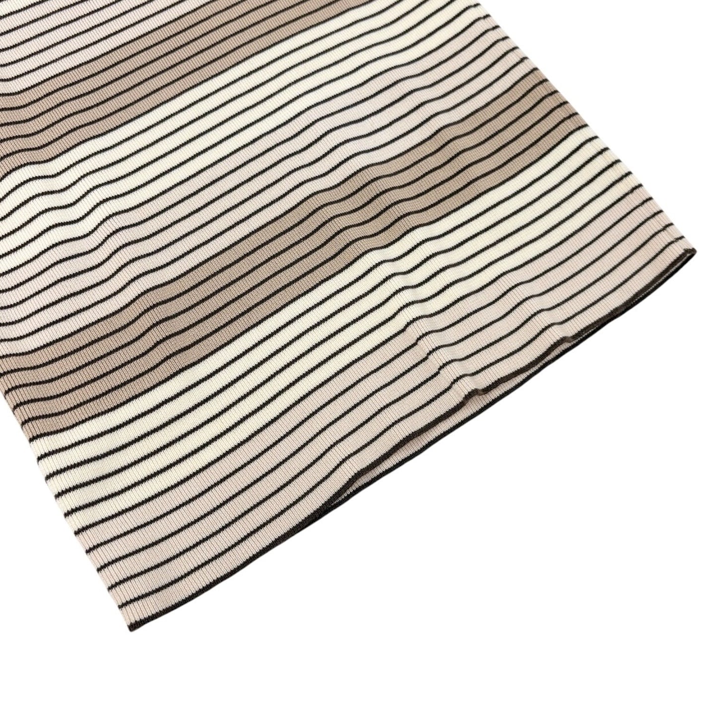 CHANEL Vintage 98P CC Mark Logo Stripe Knit T-shirt Top #36 Beige Brown Pullover