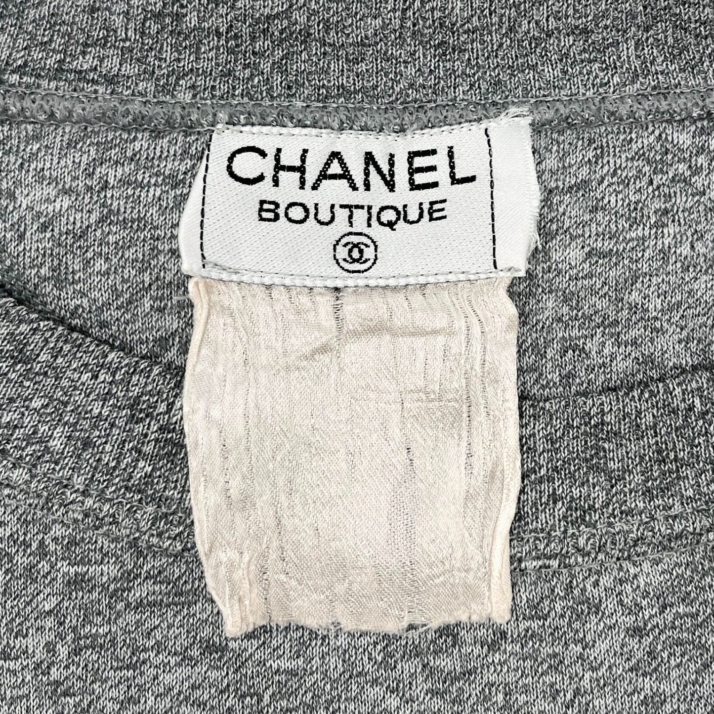 CHANEL Vintage 90s CC Logo Sweatshirt Pullover Long Sleeve Gray Black Cotton