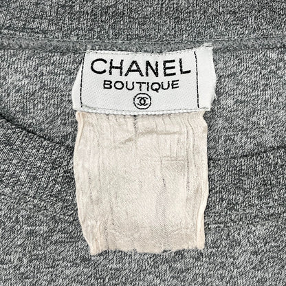 CHANEL Vintage 90s CC Logo Sweatshirt Pullover Long Sleeve Gray Black Cotton