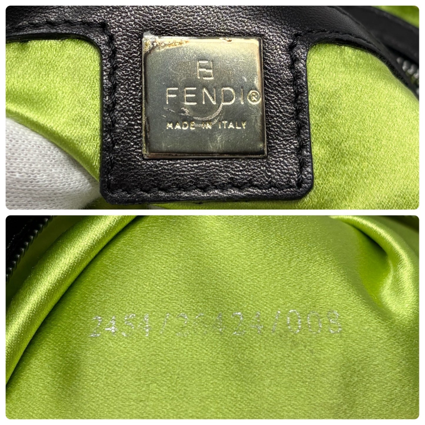 FENDI Vintage FF Logo Beads Knit Mamma Baguette Shoulder Bag Black 901891