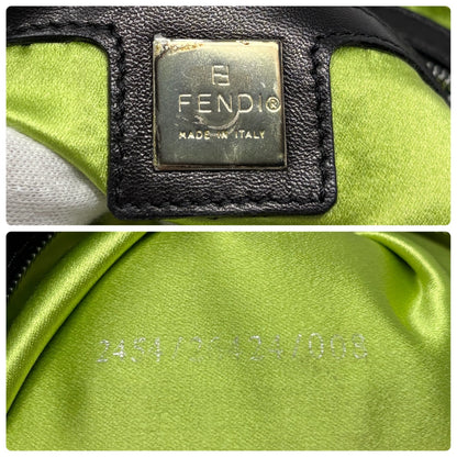 FENDI Vintage FF Logo Beads Knit Mamma Baguette Shoulder Bag Black 901891