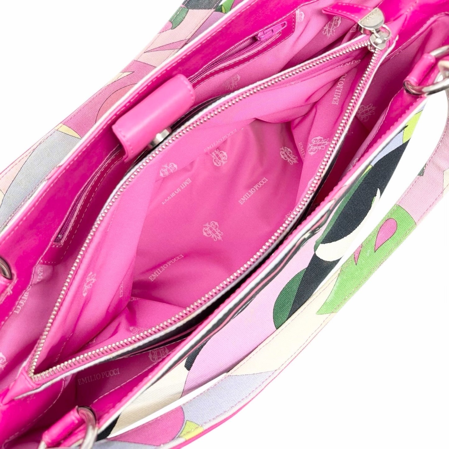 EMILIO PUCCI Vintage Logo Geometric Multicolor Tote Bag Pink  902039