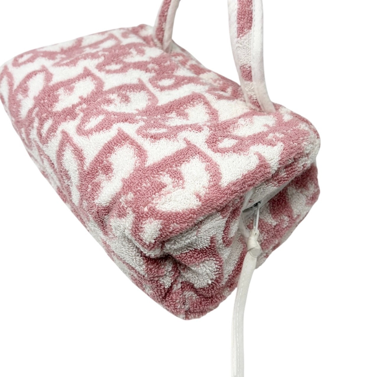 Christian Dior Vintage Trotter Monogram Terry Cloth Mini Bag Pink White 902581