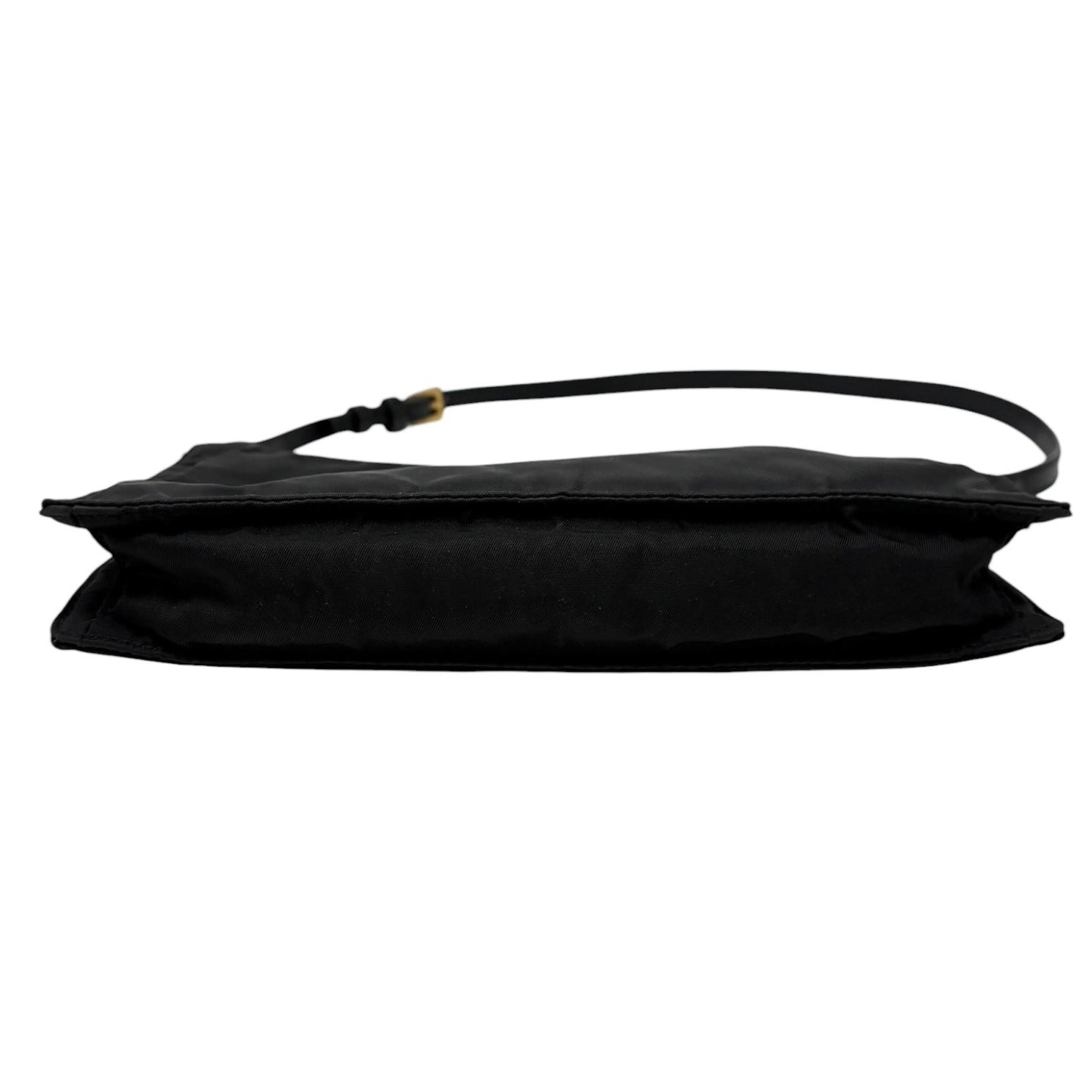 PRADA Vintage Triangle Logo Tessuto Nylon Mini Shoulder Bag Black Gold 902301