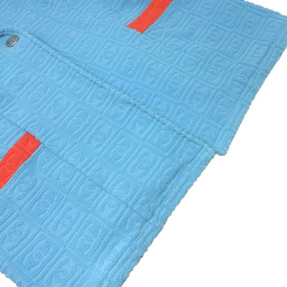 CHANEL Vintage 02S CC Logo Terry Cloth Long Jacket #38 Blue Orange 902835