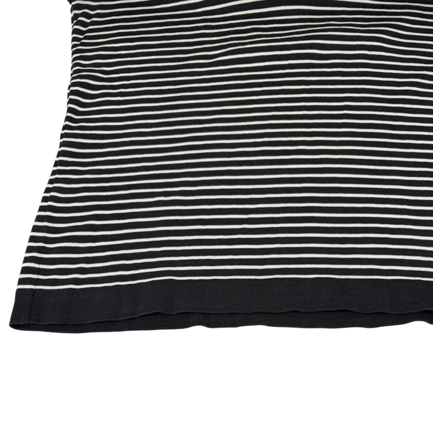 CHANEL Vintage CC Mark Logo Stripe T-shirt Top #40 Black White Cotton 106910
