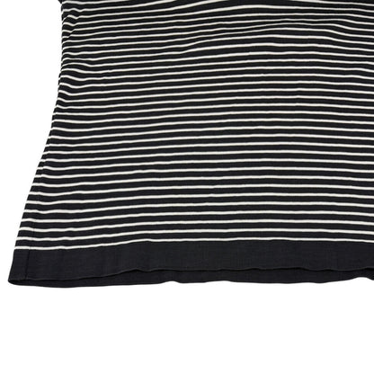 CHANEL Vintage CC Mark Logo Stripe T-shirt Top #40 Black White Cotton 106910